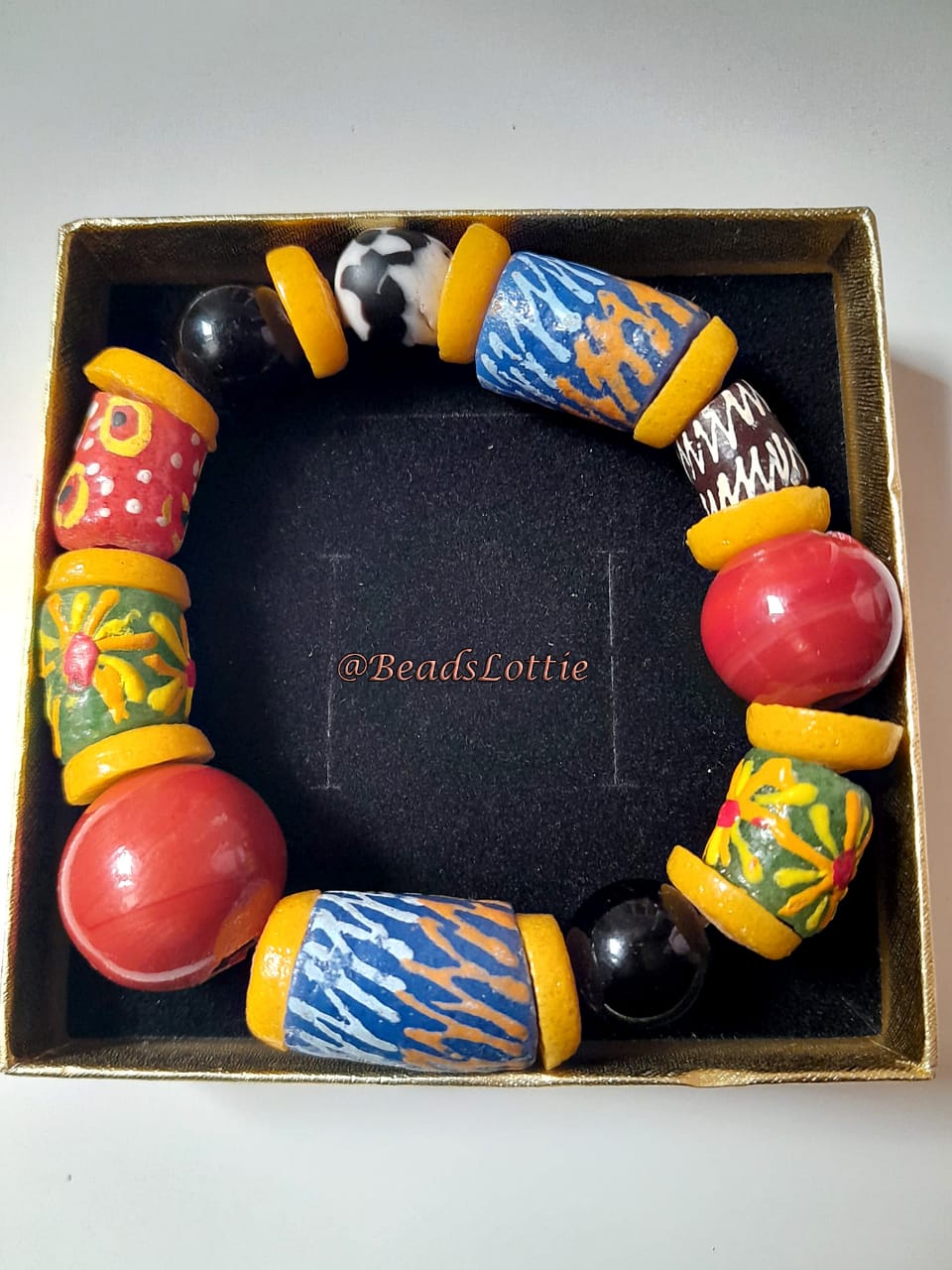 Colorful clay beaded bracelets