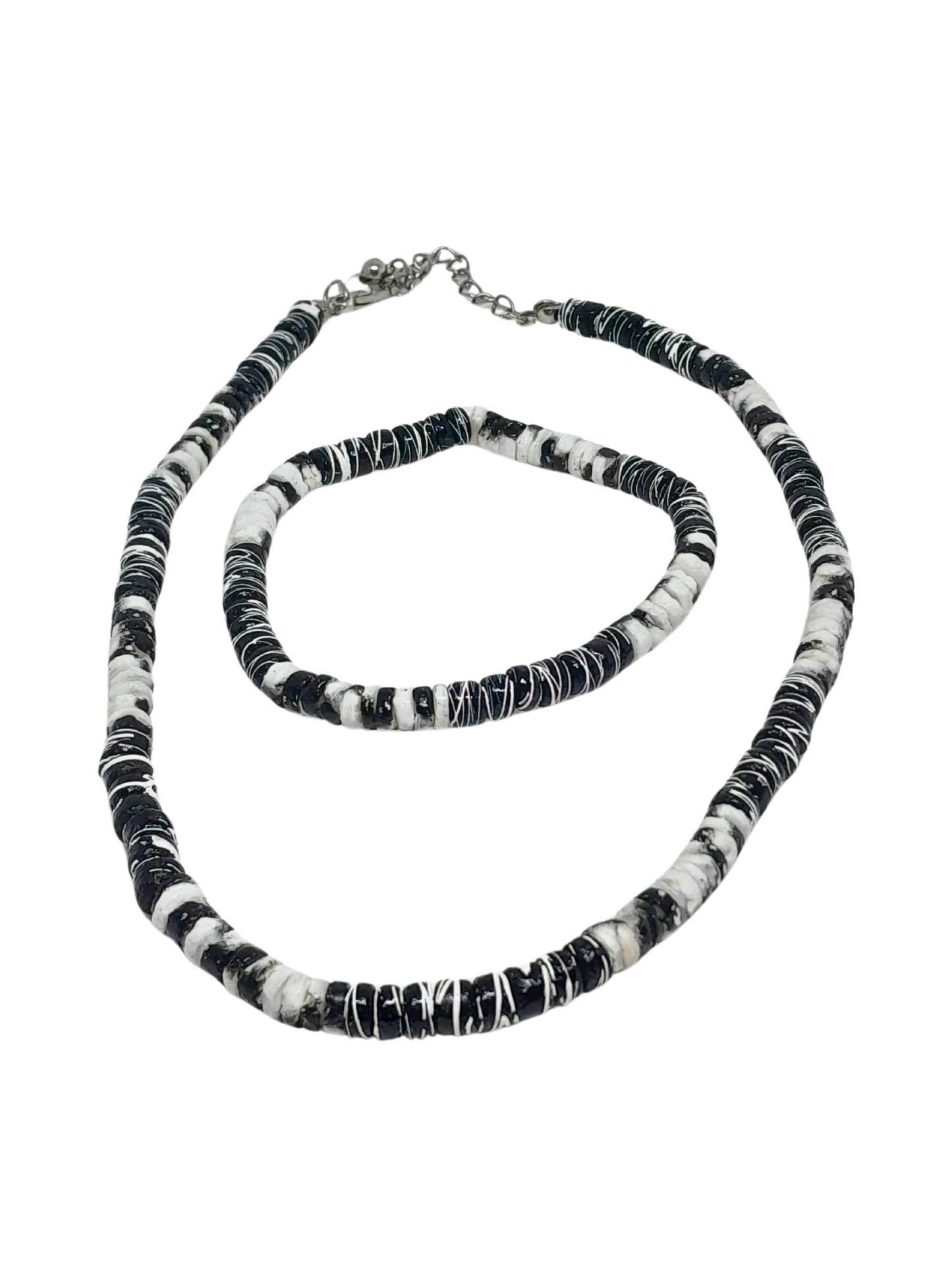 Set Black and white katsuki beads Necklace & Bracelet